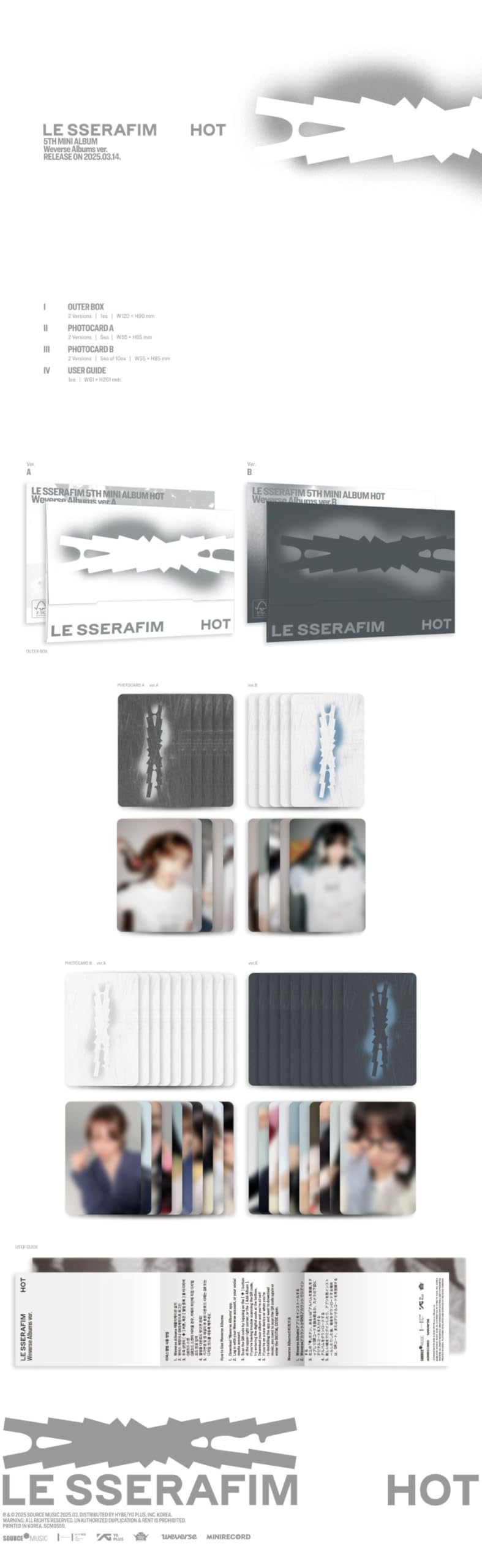 Amazon.com: LE SSERAFIM - 5th Mini Album [HOT] Weverse Version (A