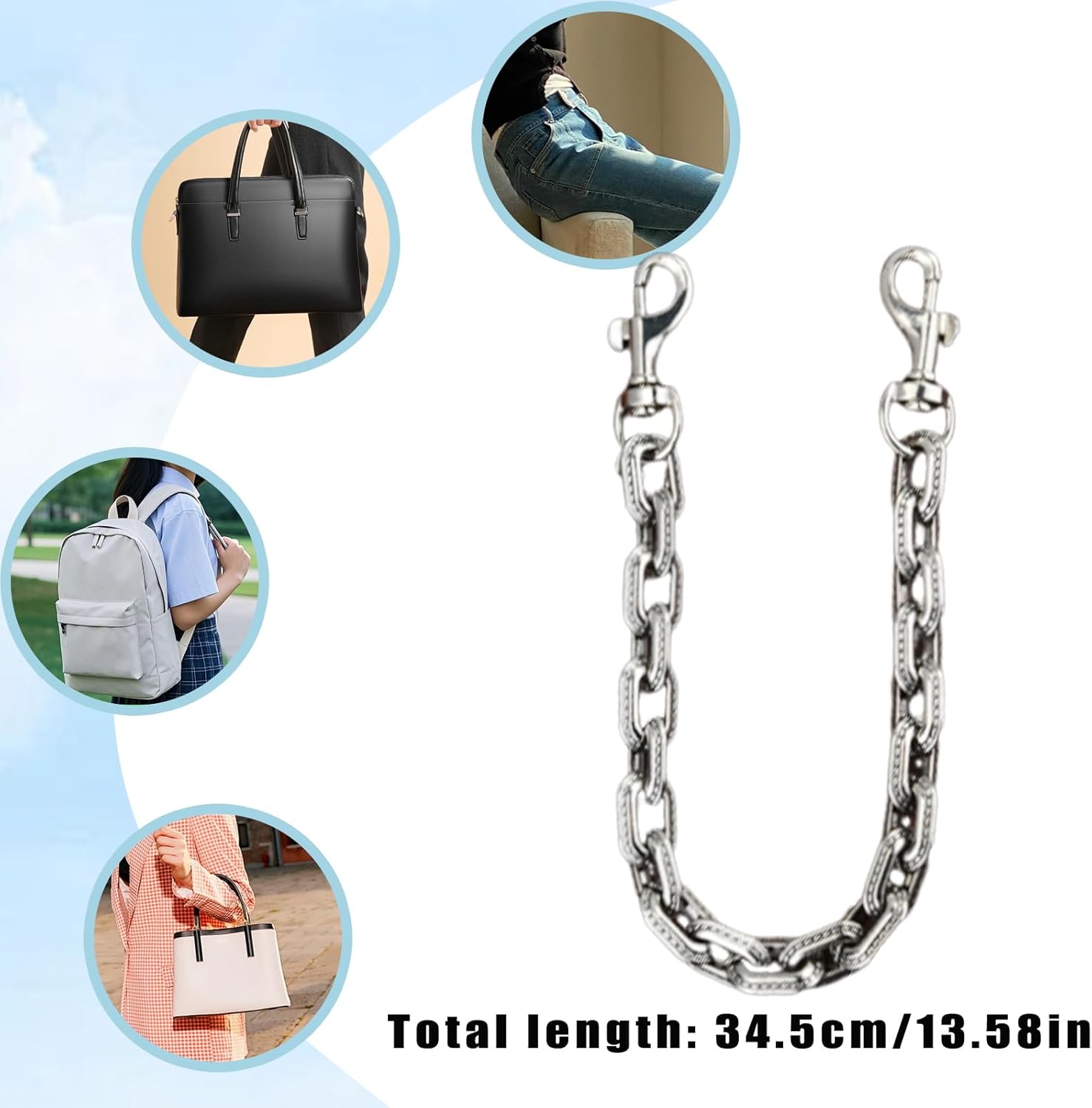 Metal Geometric bag charmsWallet Chain Keychains Purse Handbags Purse Chain Bag Strap Accessories For Women - Image 5