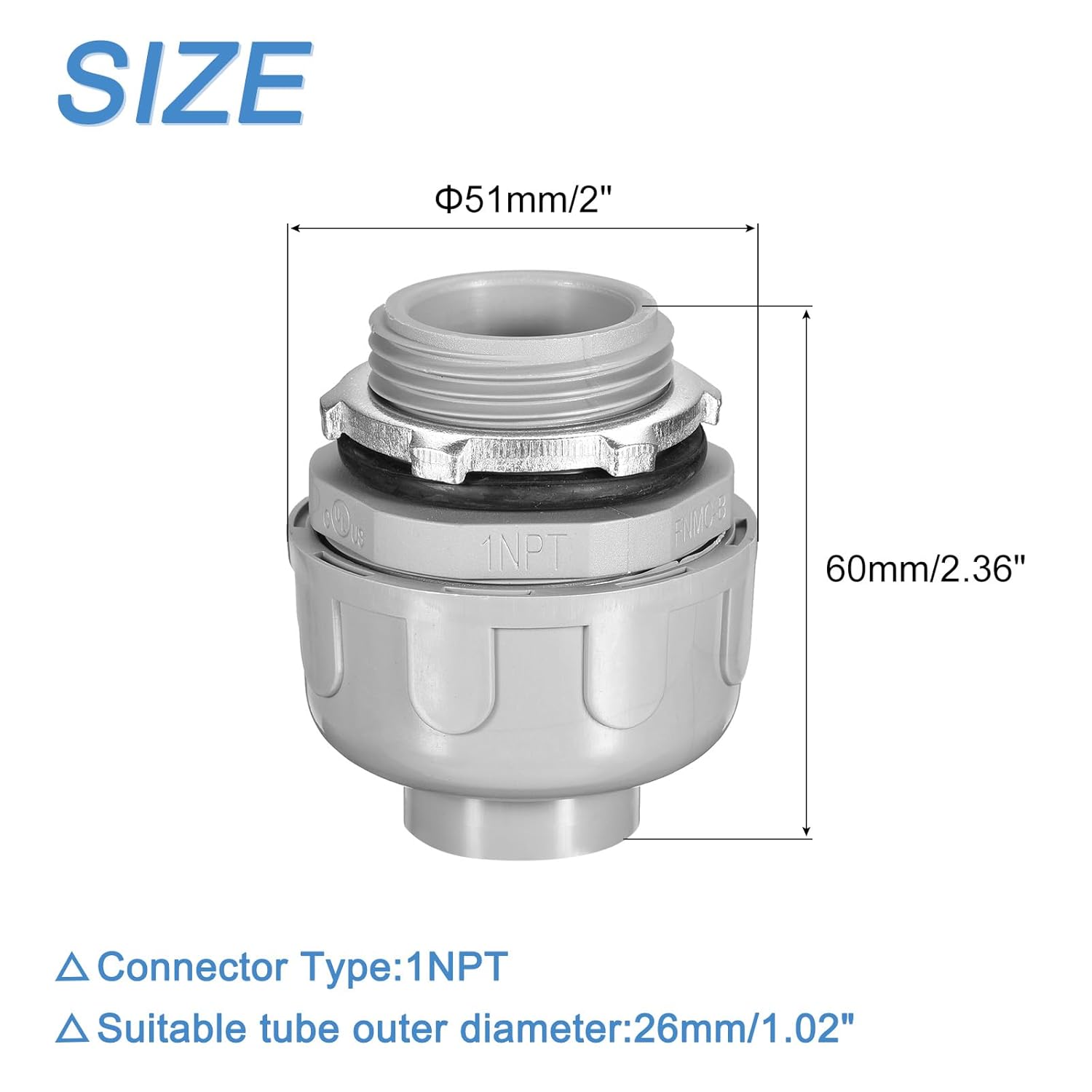 MECCANIXITY 16pcs Conduit Connectors, 1" Liquid Tight Connector PVC Electrical Conduit Fittings Flexible 180 Degree for Tube