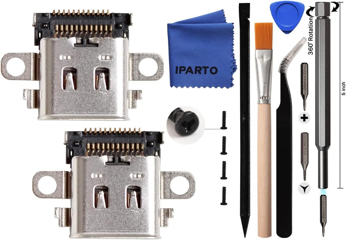 2 Pack Replacement Type C Port for Nintendo Switch USB C Charging Port Charger Socket Connector Replacement Repair Kit for NS Switch Power Charging Charger DC Jack Socket with Tools 2 Pack Replacement Type C Port for Nintendo Switch USB C Charging Port Charger Socket Connector Replacement Repair Kit for NS Switch Power Charging Charger DC Jack Socket with Tools