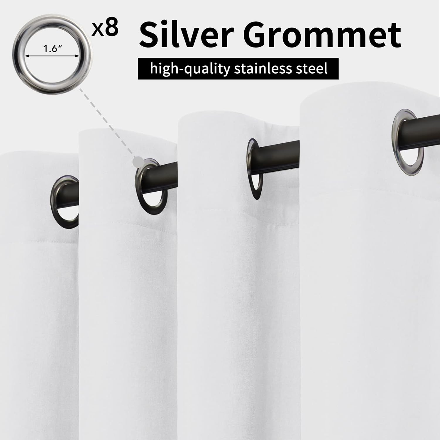 Easy-Going Outdoor Curtains Waterproof Windproof Weatherproof Curtain for Patio, Cabana, Porch, Pergola and Gazebo, Grommet Top and Tab Bottom Drape, 1panel, 54x84 inch, White - Image 2