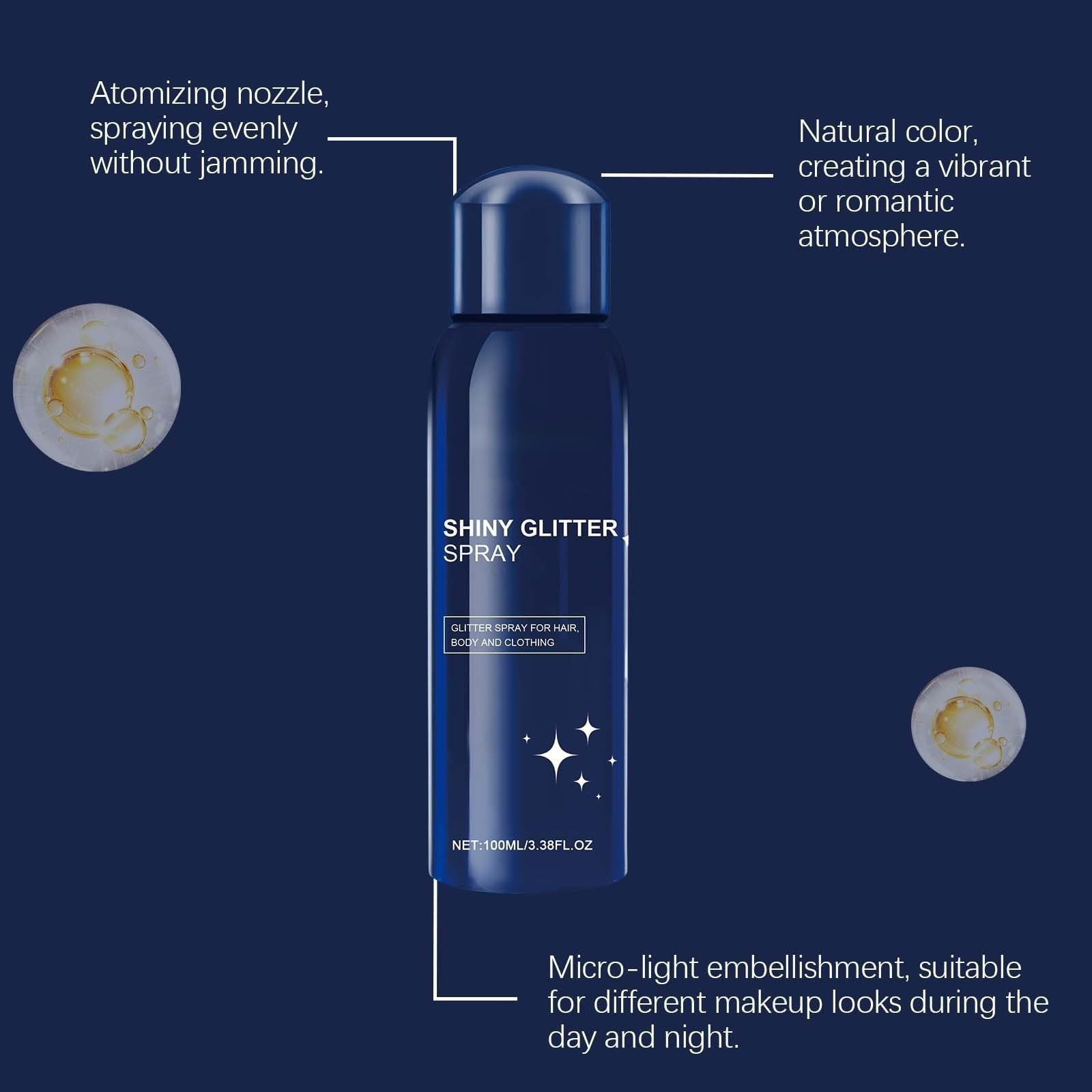 Błyszczący spray z brokatem - cekiny do ciała odzież do włosów 100ml | Błyszczący spray do włosów, ciała i odzieży, idealny na festiwale i imprezy, 100 ml