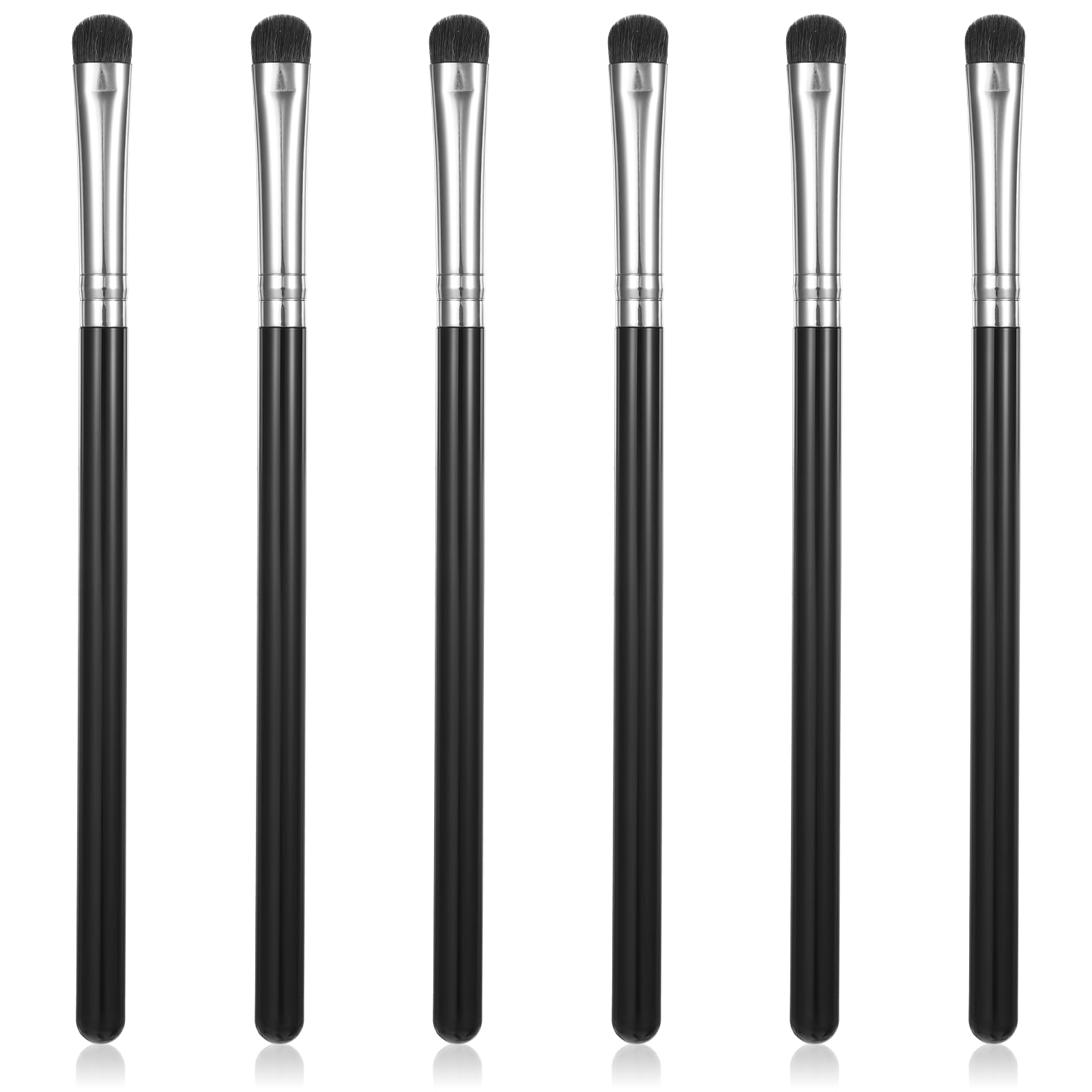 6 Pcs Eye Makeup Brush Sets, Flat Rounded Concealer Brush, Eyeshadow Brushes, Blending-Brush, Flat Blending Smudger, Small Makeup Brushes for Concealer, Eyeshadow, Lipstick (Black)