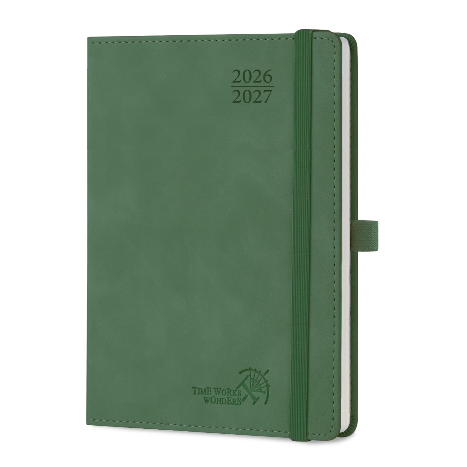 POPRUN Academic Diary A5 Week to View 2026-2027 Soft Cover 22 x 16.5 cm - 26/27 Weekly Planner & Notebook in One, Inner Pocket, Monthly Tab(Mint Green)
