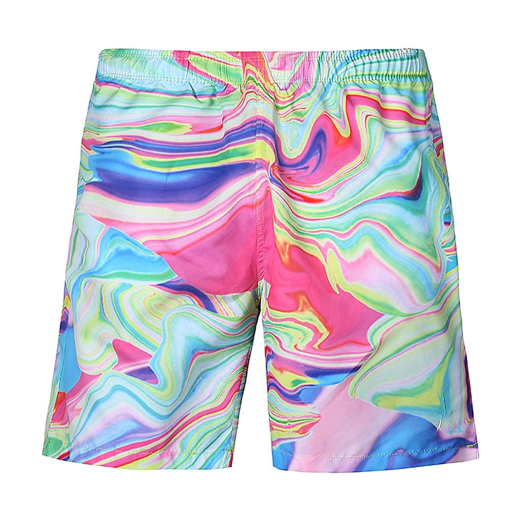 Men 3D Graphic Casual Shorts Board Pants Beachwear Swim Trunk Stripes XL