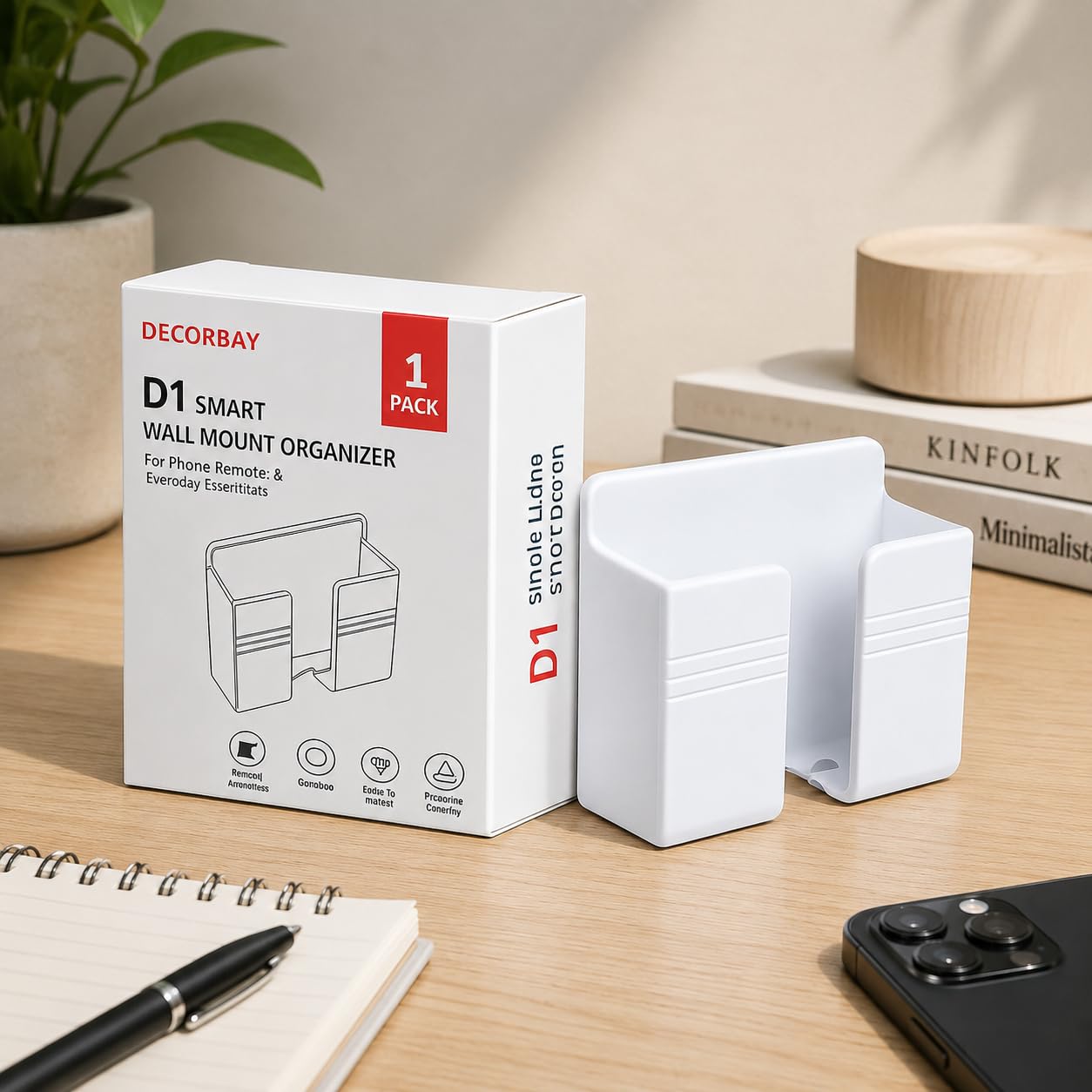 D1 Supporto da parete per telefono, supporto per telefono con adesivo e cavo dati, supporto per doccia, ricarica, camper, compatibile con iPhone, telecomando TV, smartphone e altro (bianco)