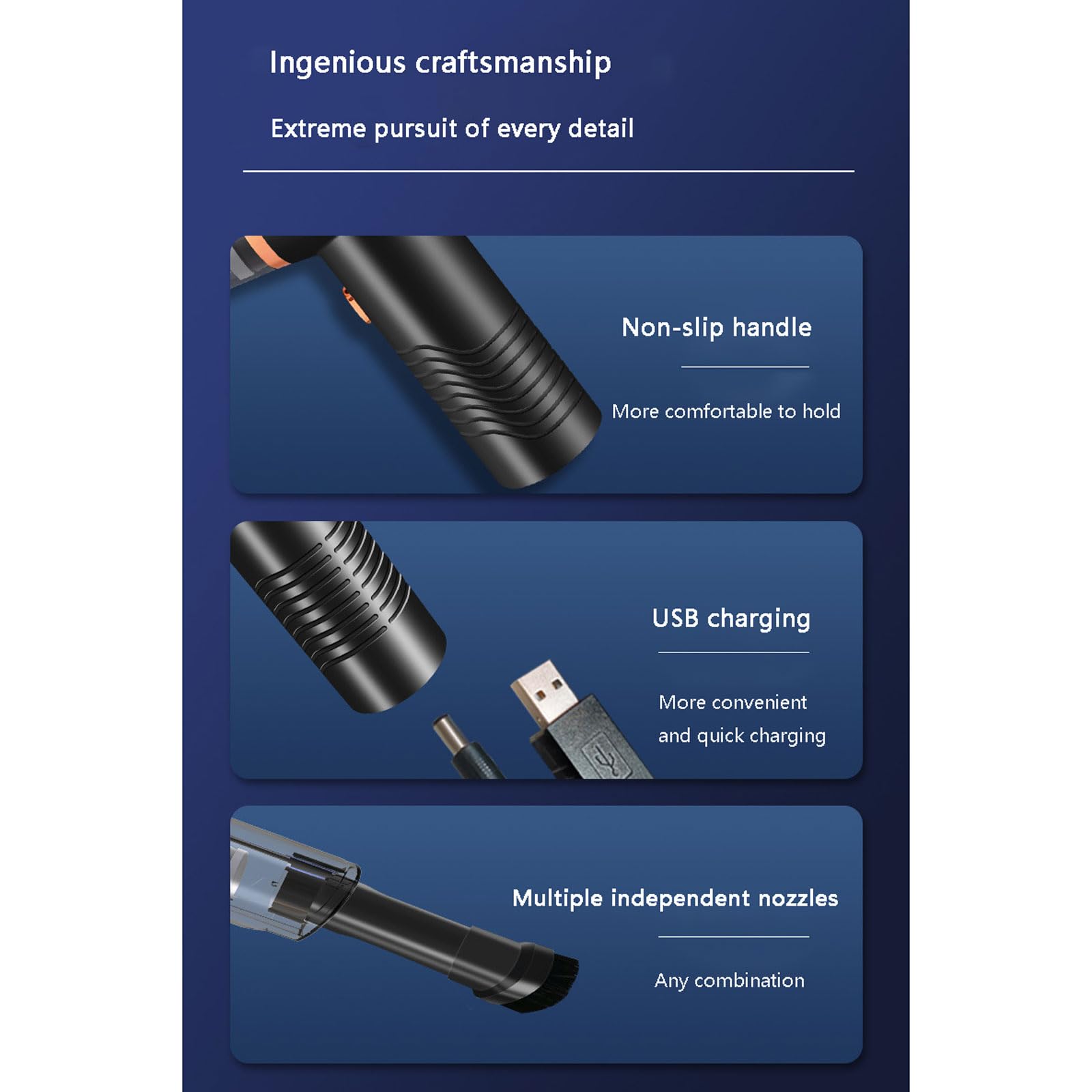 aspiradora para Coche, Aspiradora portátil y Ligera for Coche, Recargable por USB