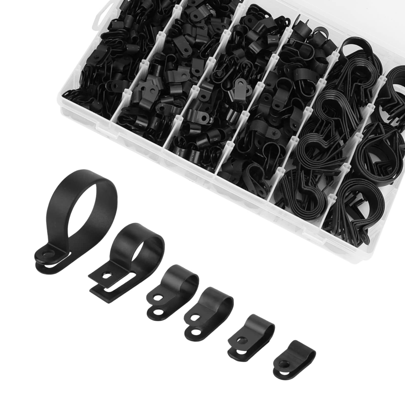 100-Pack 5/8" Nylon Cable Clamps - R-Type Wire Management Clips For Organized Cables