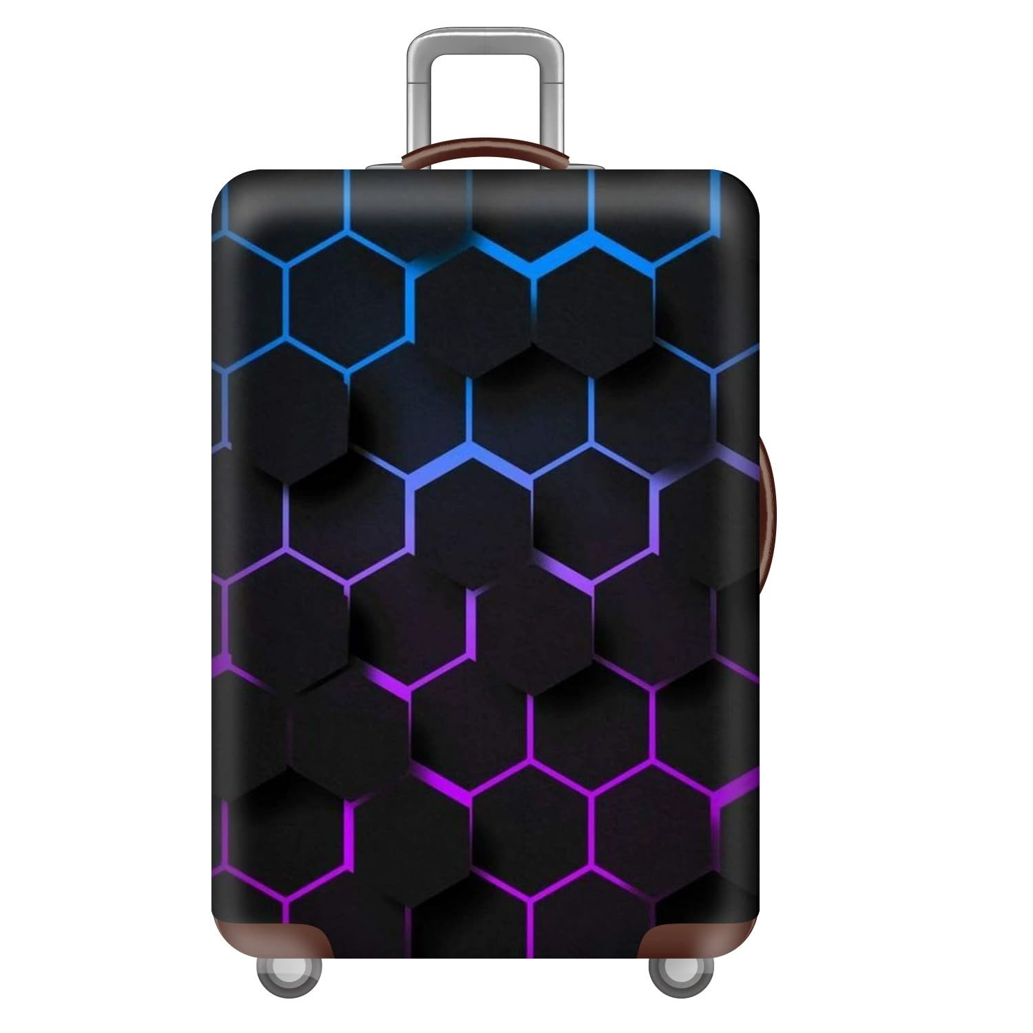 YJSZY Luggage Covers,Black Purple Cool Suitcase Cover,Large Elastic Travel Luggage Cover Fits 18-32 Inch,Anti-Scratch Trolley Case Protector Cover,Suitable For Men,Teens,Boy (Hexagon,XL(29-32inch))