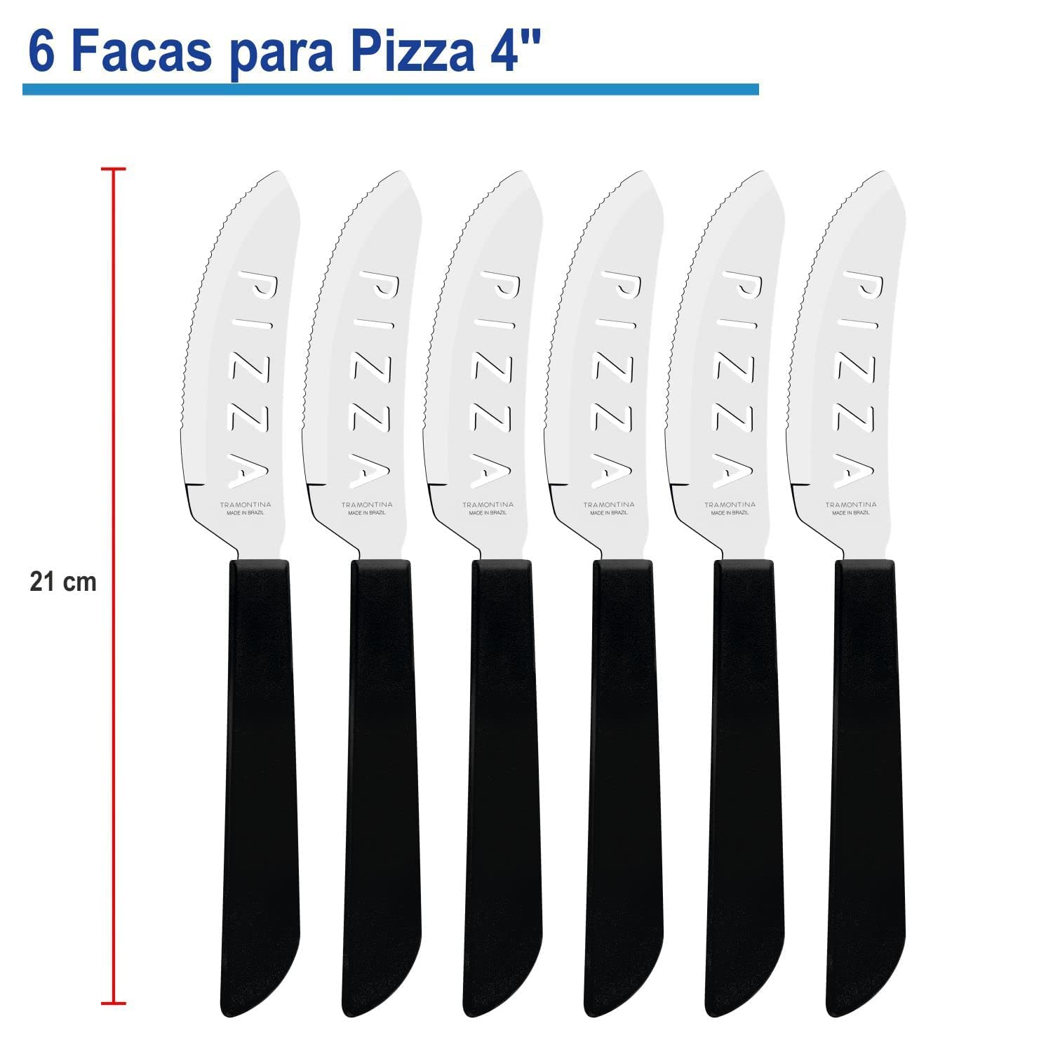 Tramontina - Couverts à pizza et ustensiles noirs 14pcs. Inox et plastique.