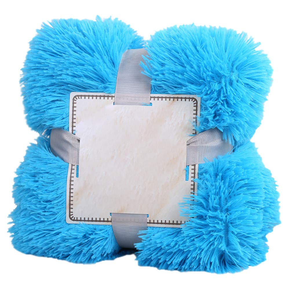 GODGETS Super Soft Long Shaggy Throw Blanket Faux Fur Warm Elegant Cozy with Fluffy Blanket Suitable for Bed Chair or Sofa Sky Blue 160×200 CM