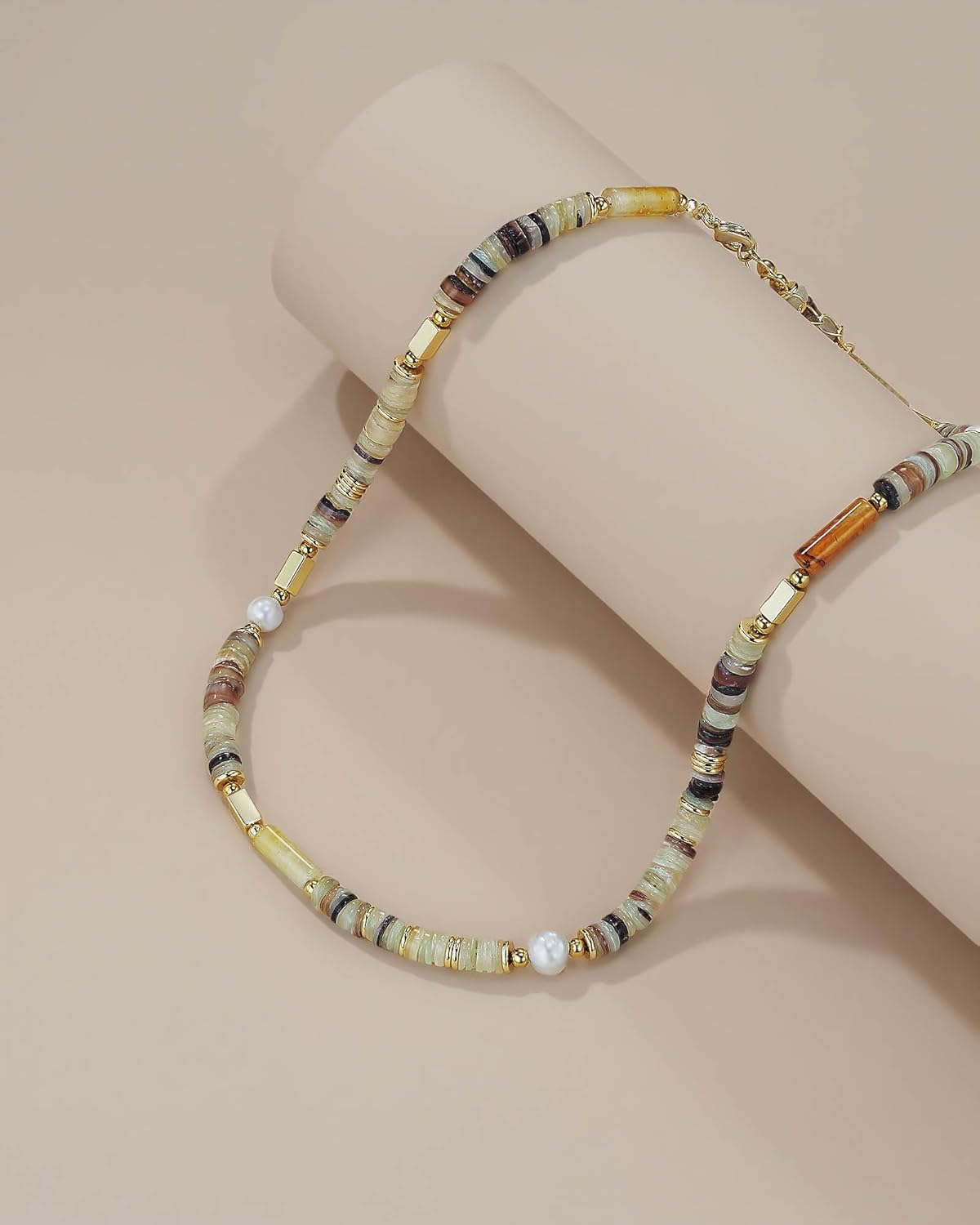 18K gold plated Blue Green Purple Amber Colored Nature Gemstone Quartz Crystal Bead Stone Healing FULLY ADJUSTABLE Statement Necklace Choker for Women by SNGIA, Colorful Beaded Strand Tennis Trendy Bohemian Preppy Retro Handmade Jewelry Gifts, Multicolor Vintage Unique Cute Baroque Summer Beach Fashion Nickle Free Accessories - Image 6