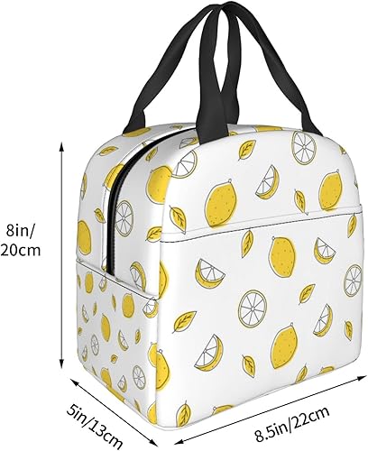 Miniatura 4 de weecool Lonchera estética de limón para mujeres y hombres, lindo estampado de limón aislado con bolsillo frontal para el trabajo, picnic y viajes