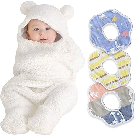 Amazon Coeur おくるみ 新生児 春 人気 ベビー寝袋 ベビーおくるみ 暖かい ベビー服 キッズコスチューム Medium 男の子用スタイ3枚付き おくるみ ベビー マタニティ 通販