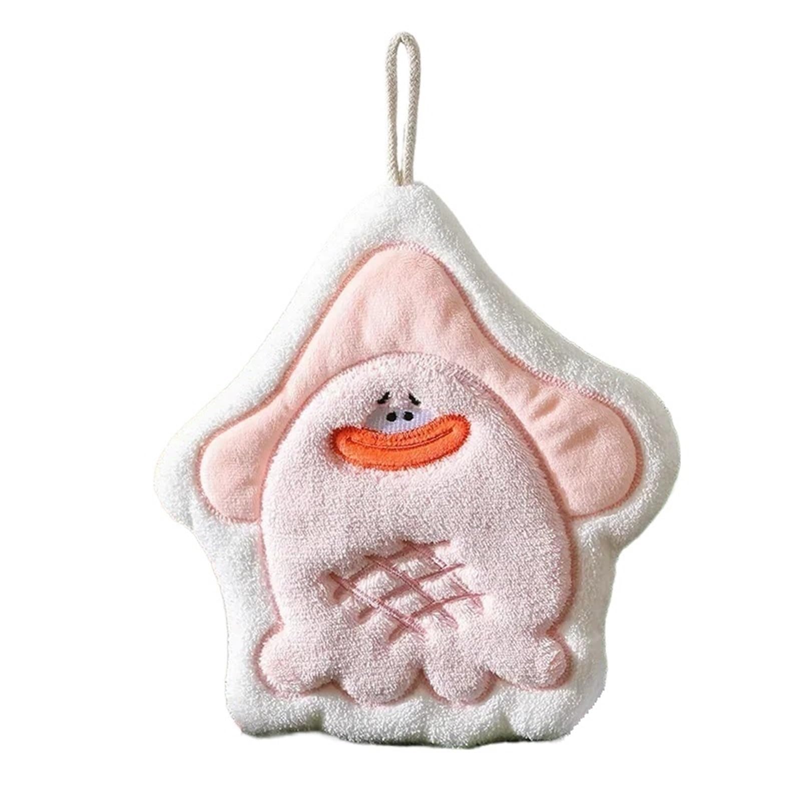 FGUJSUR Hand Towels Cute Hanging Towel Bathing Hand Coral Fleece Handkerchiefs Absorbent Wipe Cloth(Pink)
