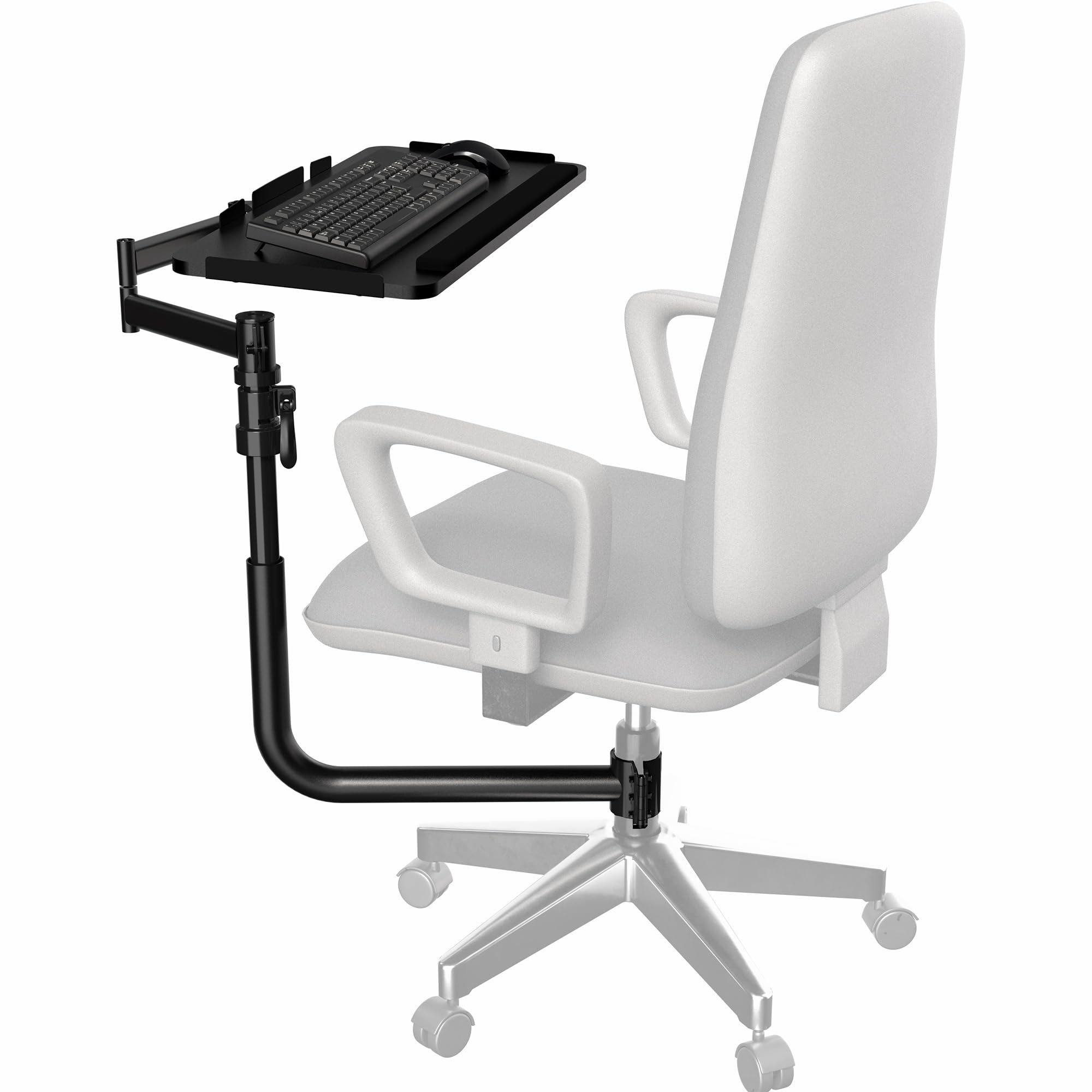 VIVO Office Chair Mounted 26 x 12 Inch Keyboard and Mouse Tray, Ergonomic Tilt, Full Motion 360 Degree Rotation, Black, MOUNT-KB18CP