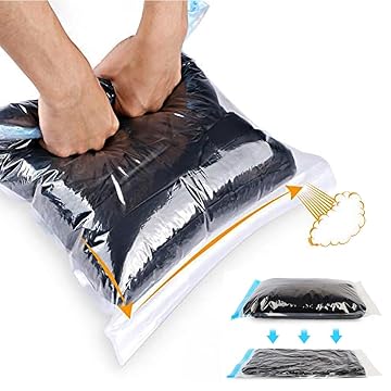 Bolsas de compressão para viagem – Essenciais de viagem – Pacote com 12 bolsas economizadoras de espaço – sem necessidade de vácuo ou bomba – Sacos de armazenamento a vácuo para acessórios de viagem –