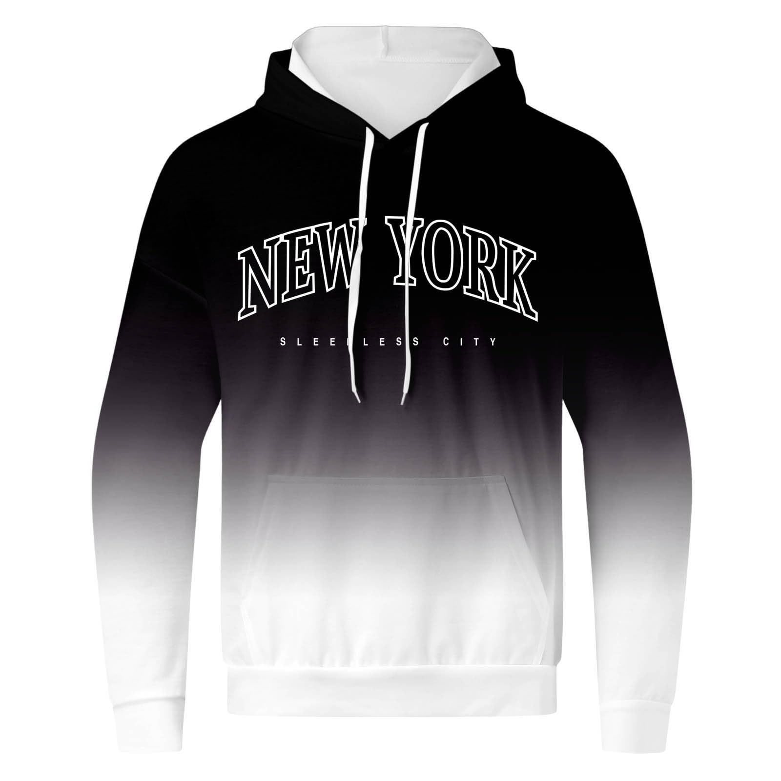 Generisch New YORK - Tuta da jogging da uomo, con logo sfumato, con cappuccio e pantaloni da jogging, a maniche lunghe, Y2K, comoda tuta sportiva