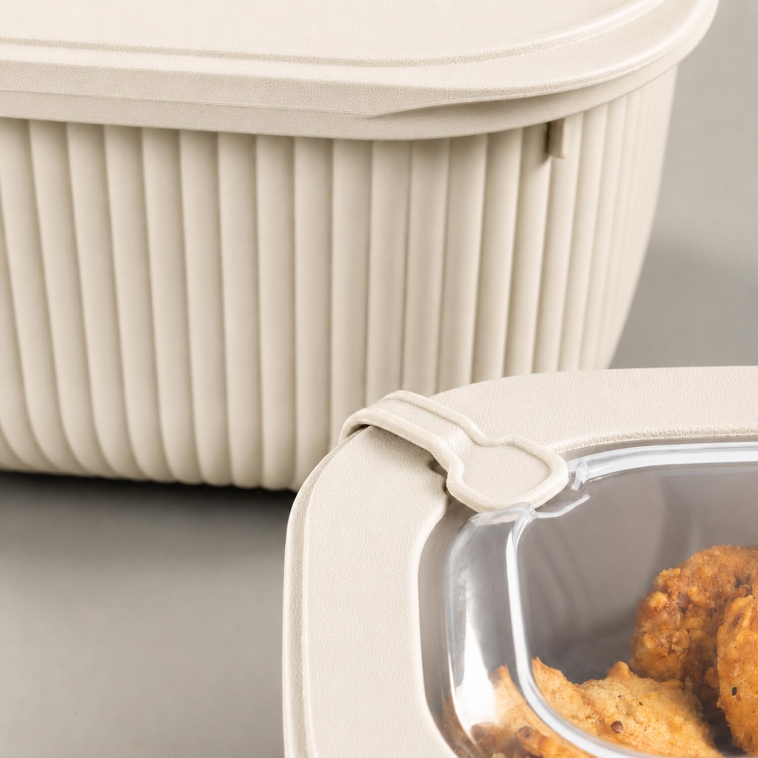 Kabakoz Vakumlu Silikon Kapaklı Plastik Saklama Kabı Seti, 3.5 Litre, Mikrodalga ve Derin Dondurucu İçin Sefer Tası, Gıda Depolama Kutusu, BPA İçermez (600/1100/1800 ml) (Bej, Dikdörtgen)
