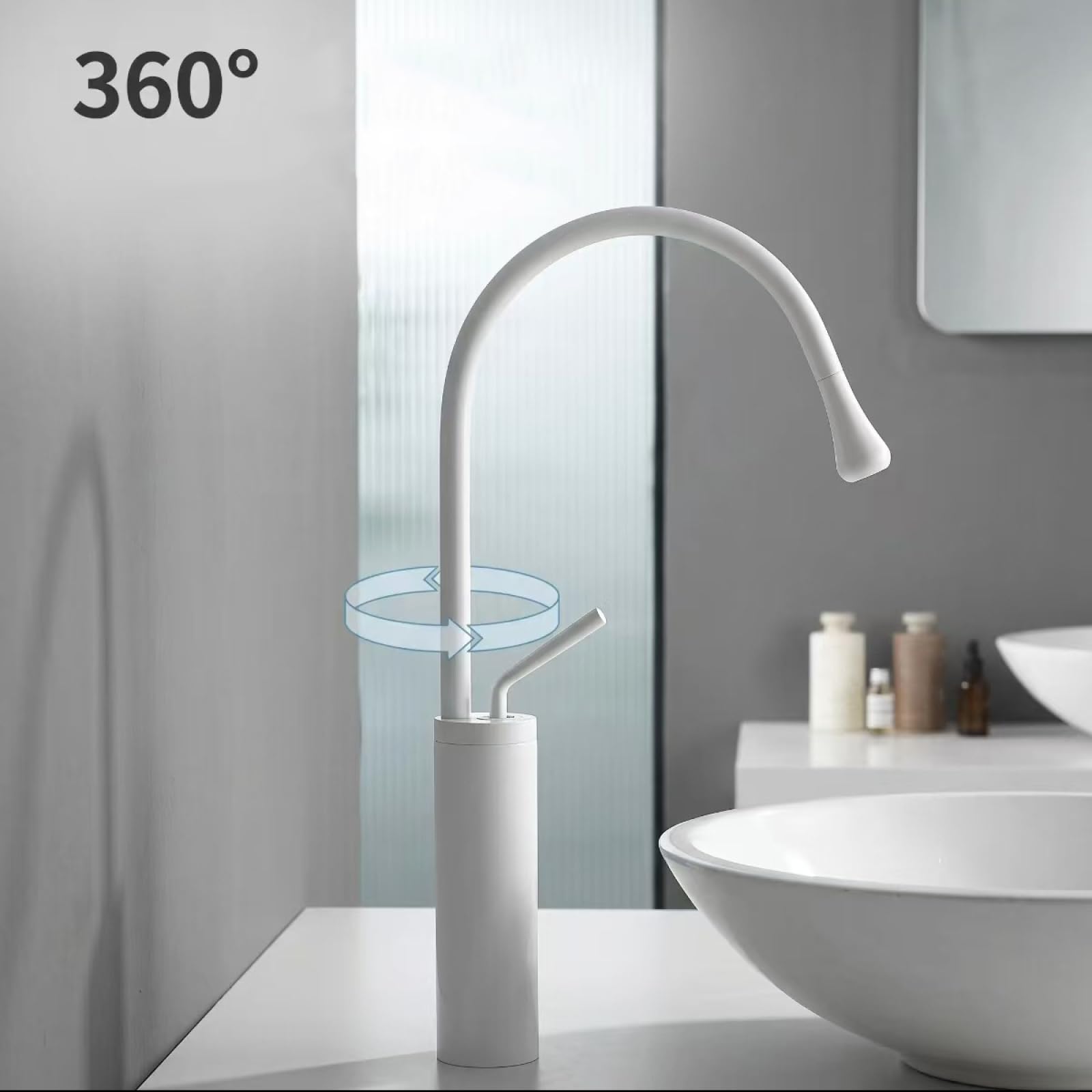 Grifo Baño De Acero Inoxidable Forma De Gota Creativa Blanco Alto