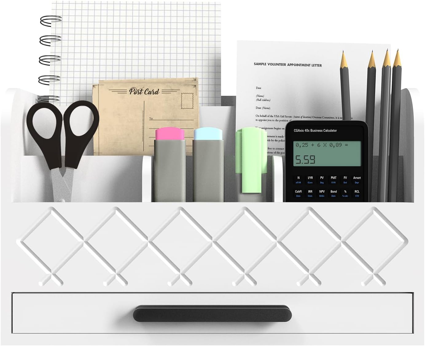 LIFETOWE White Desk Organizers and Storage with Drawers