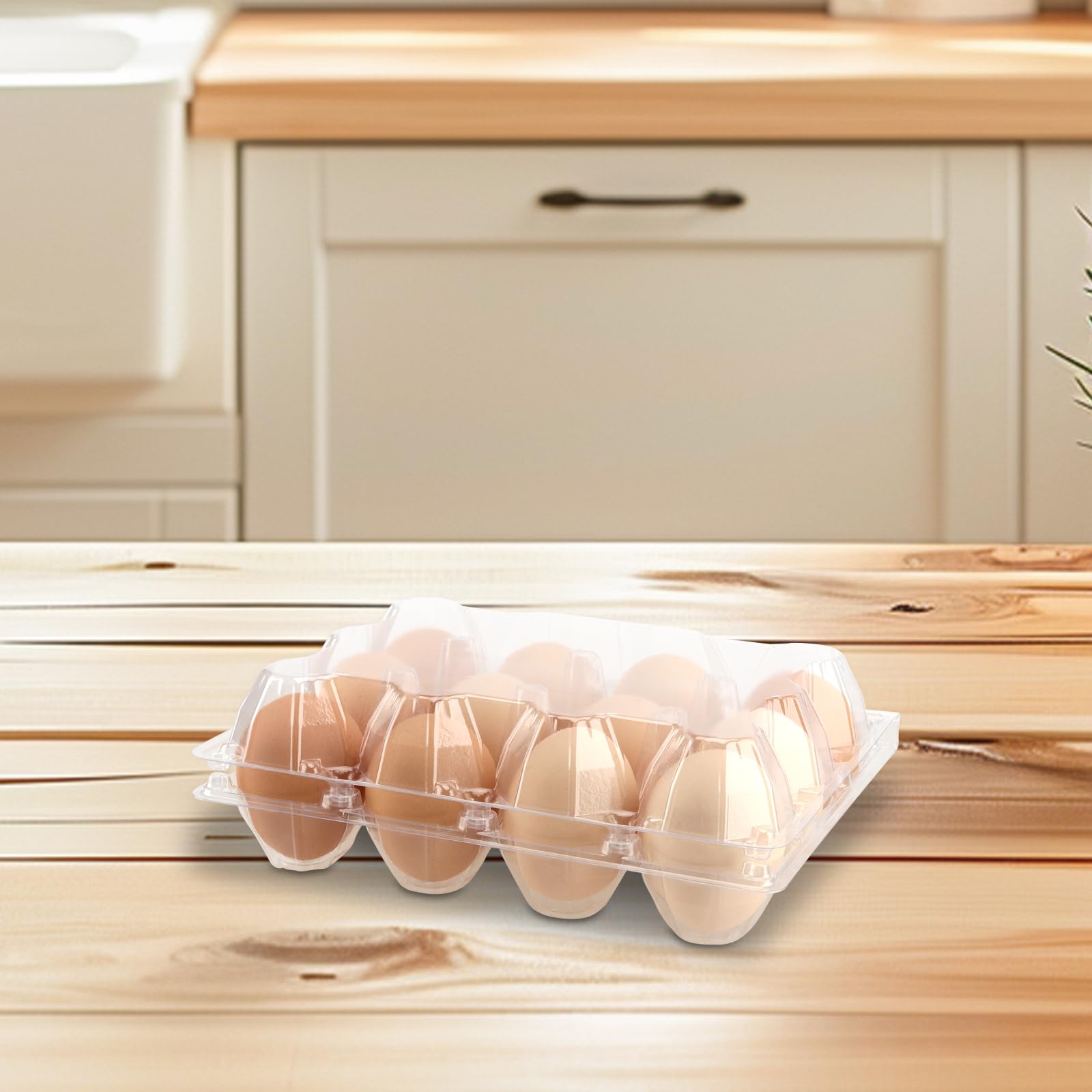 FUNSUEI 100 Piezas de Cajas de Huevos de Plástico Transparentes con 12 Unidades, Bandejas Blancas para Almacenamiento de Huevos, 19,3 x 14,6 x 6,2 cm