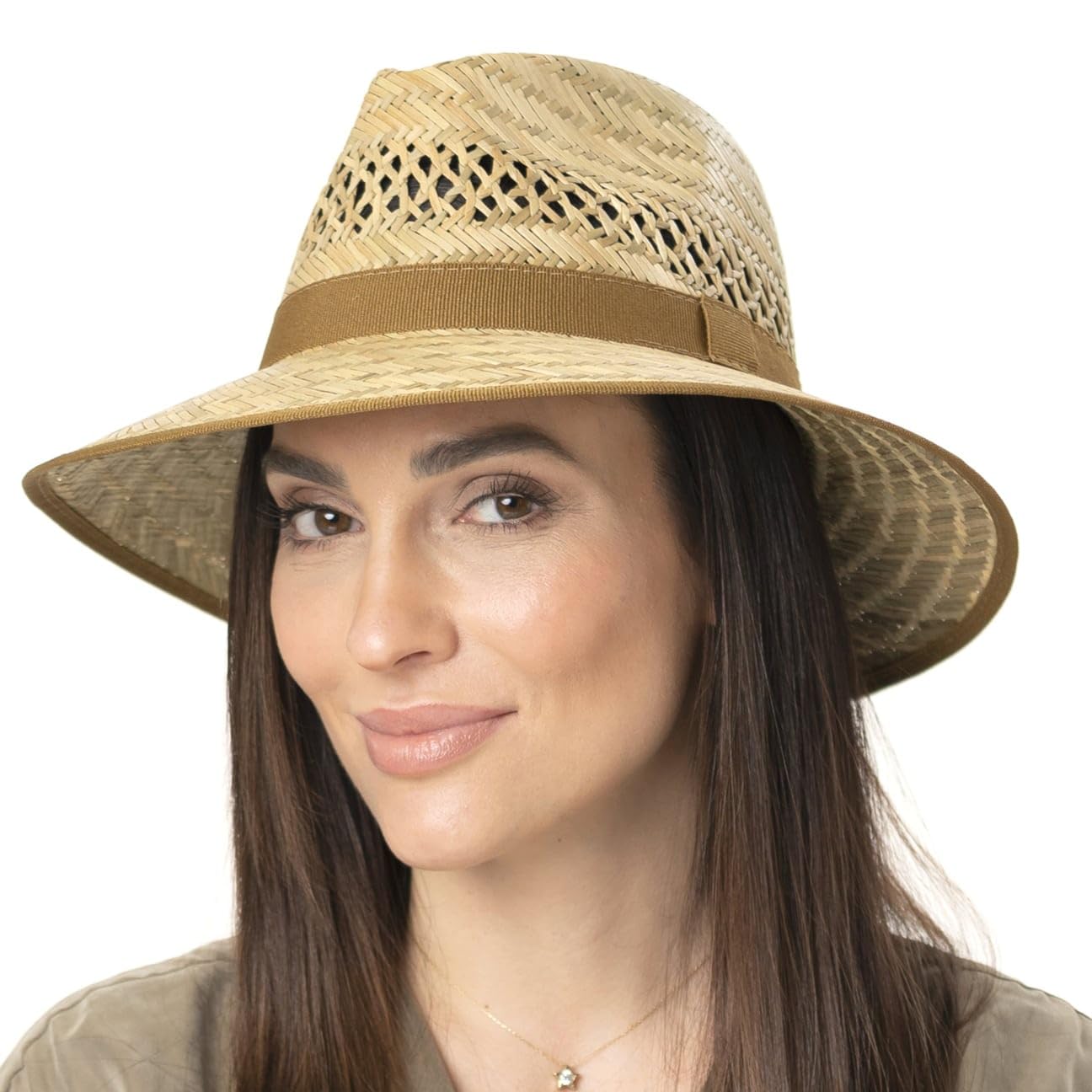 Lipodo Big Brim Traveller Strohhut Made in Italy Damen und Herren Frühling Sommer