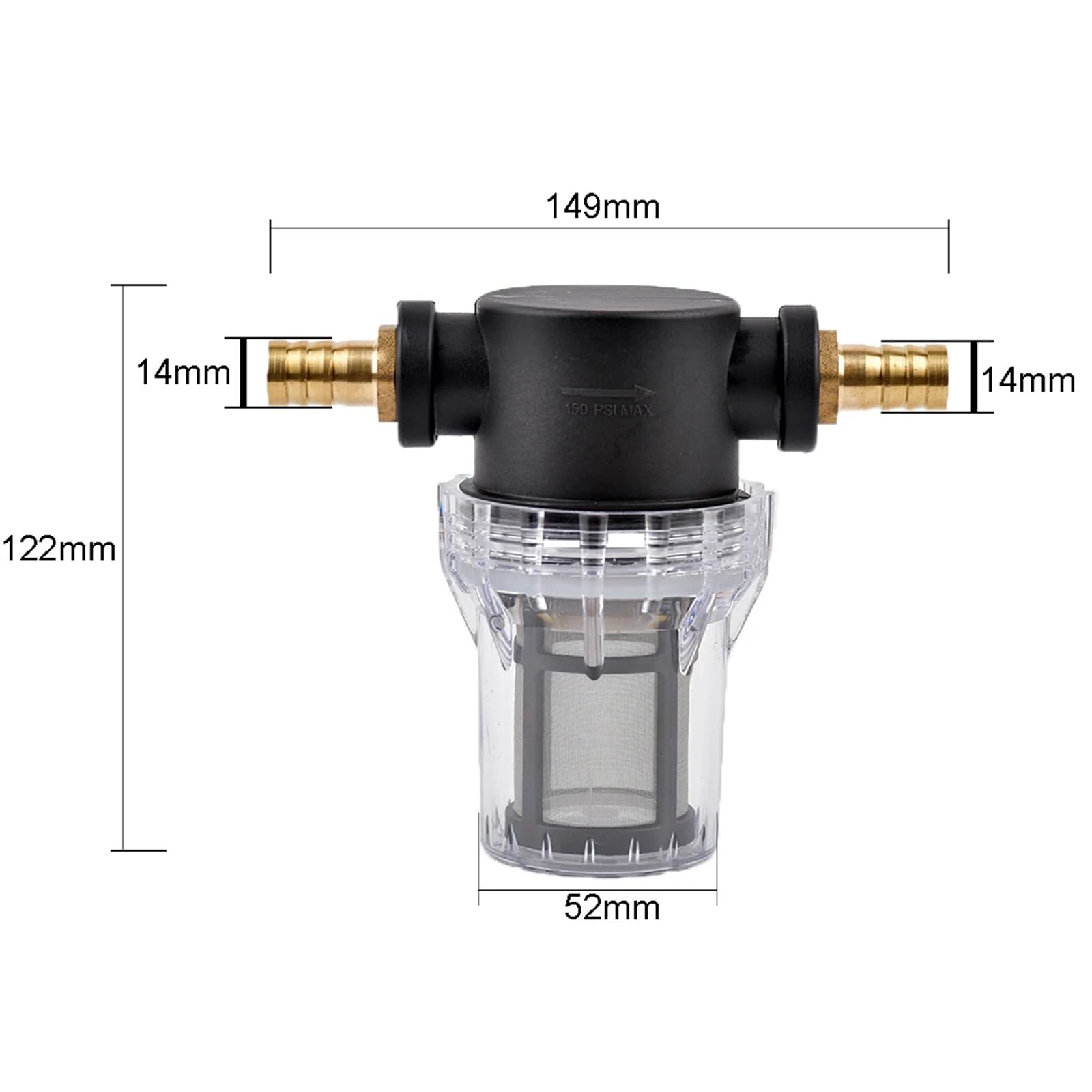 Tubo Flessibile for irrigazione da Giardino da 1/2" con Filtro a 80 Maglie, Filtro for irrigazione agricola, Pompa for Acquario, Giunto in Rame, Pagoda(1I2 Inch-14mm)