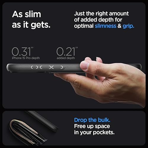 Miniatura 9 de Spigen Slim Armor CS - Funda diseñada para iPhone 15 Pro Max (2023), protección de grado militar tarjetero - Negro