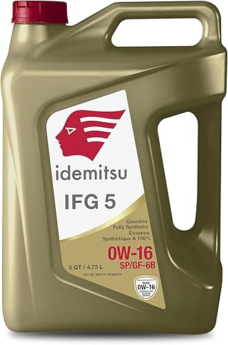 Idemitsu Aceite sintético completo 0W-16 Aceite de motor de coche IFG5 0W16 SPGF-6B SAE de 5 cuartos de galón