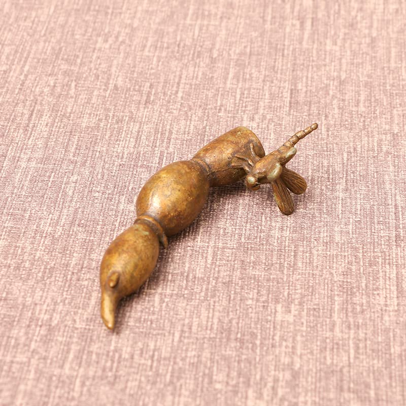 ZJ404 銅蓮藕蜻蛉鎮紙・銅蓮根蜻蛉文鎮☆中国古玩書道具文房具擺件