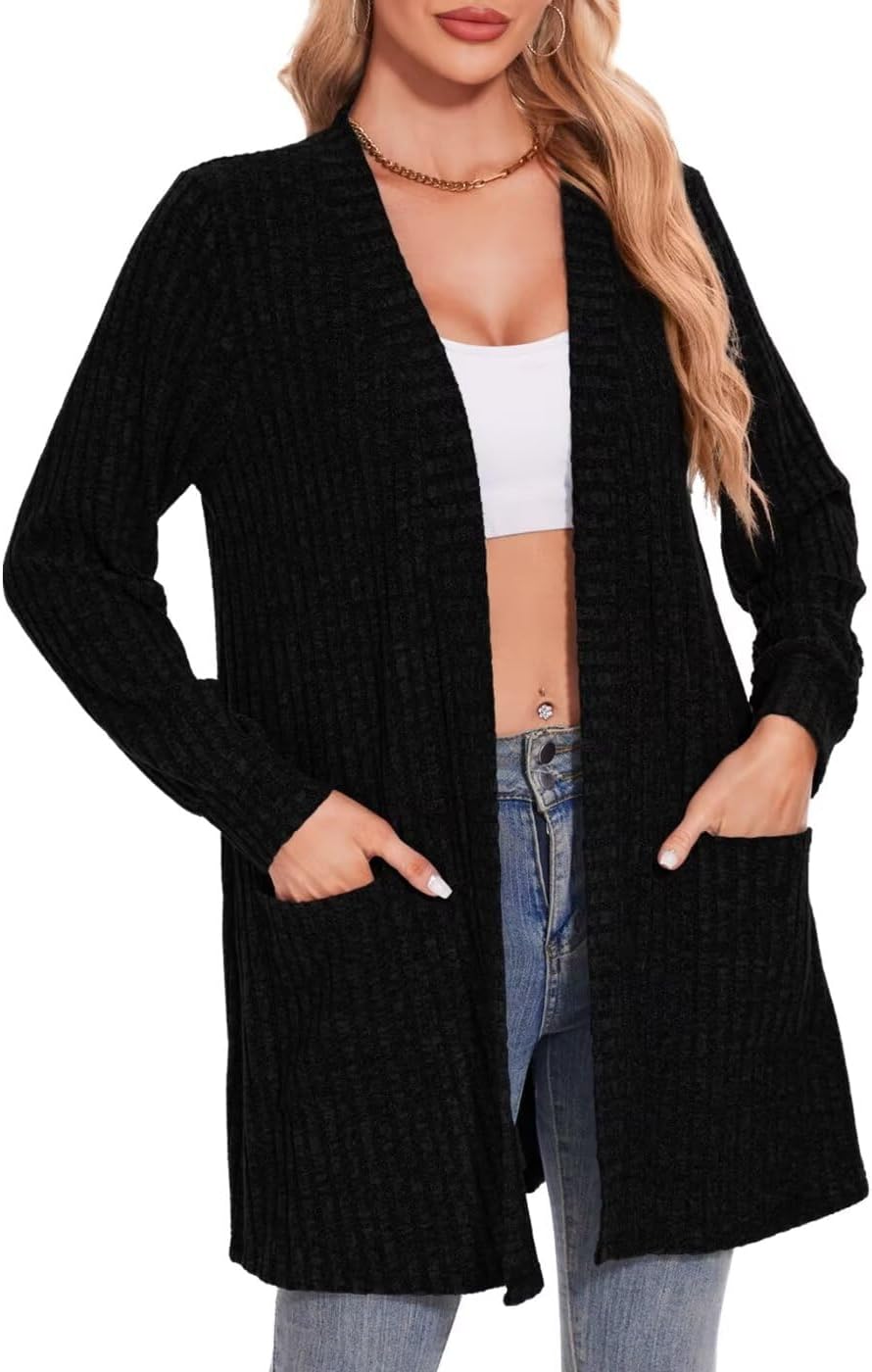 MONNURO Plus Size Cardigan Sweaters for Women Oversized Long Cardigan Open Front Sweaters Outwear with Pockets - Image 4