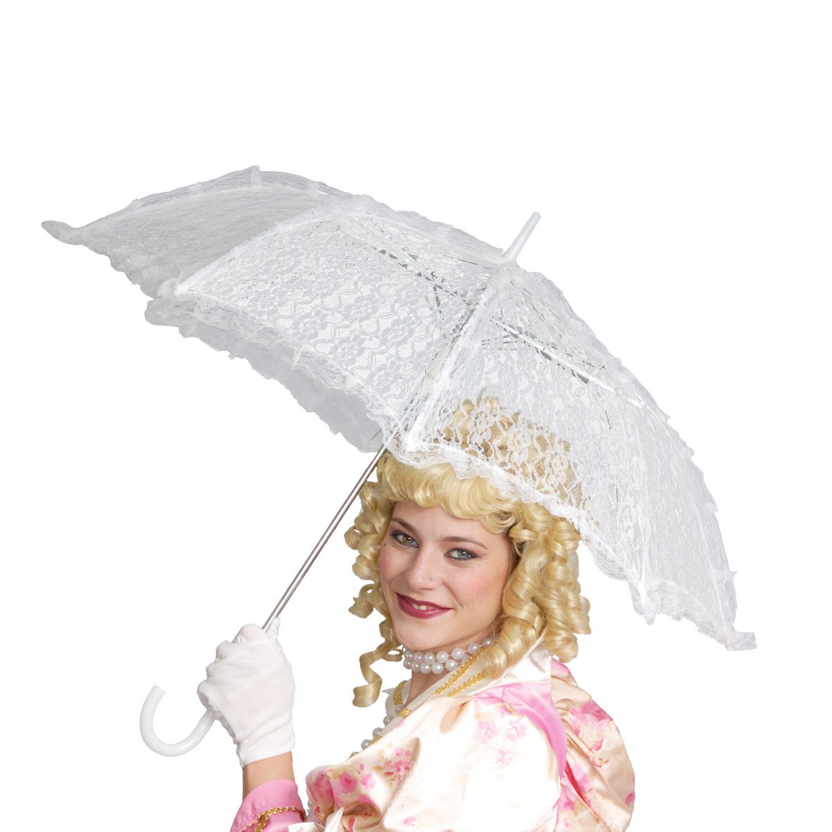 Ombrello in pizzo bianco per travestimento dama sposa parasole Matrimonio