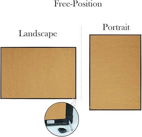Miniatura 2 de Lockways Tablero de anuncios de corcho  Tablero de anuncios de doble cara montado en la pared de 36 x 24 pulgadas, tablero de anuncios de