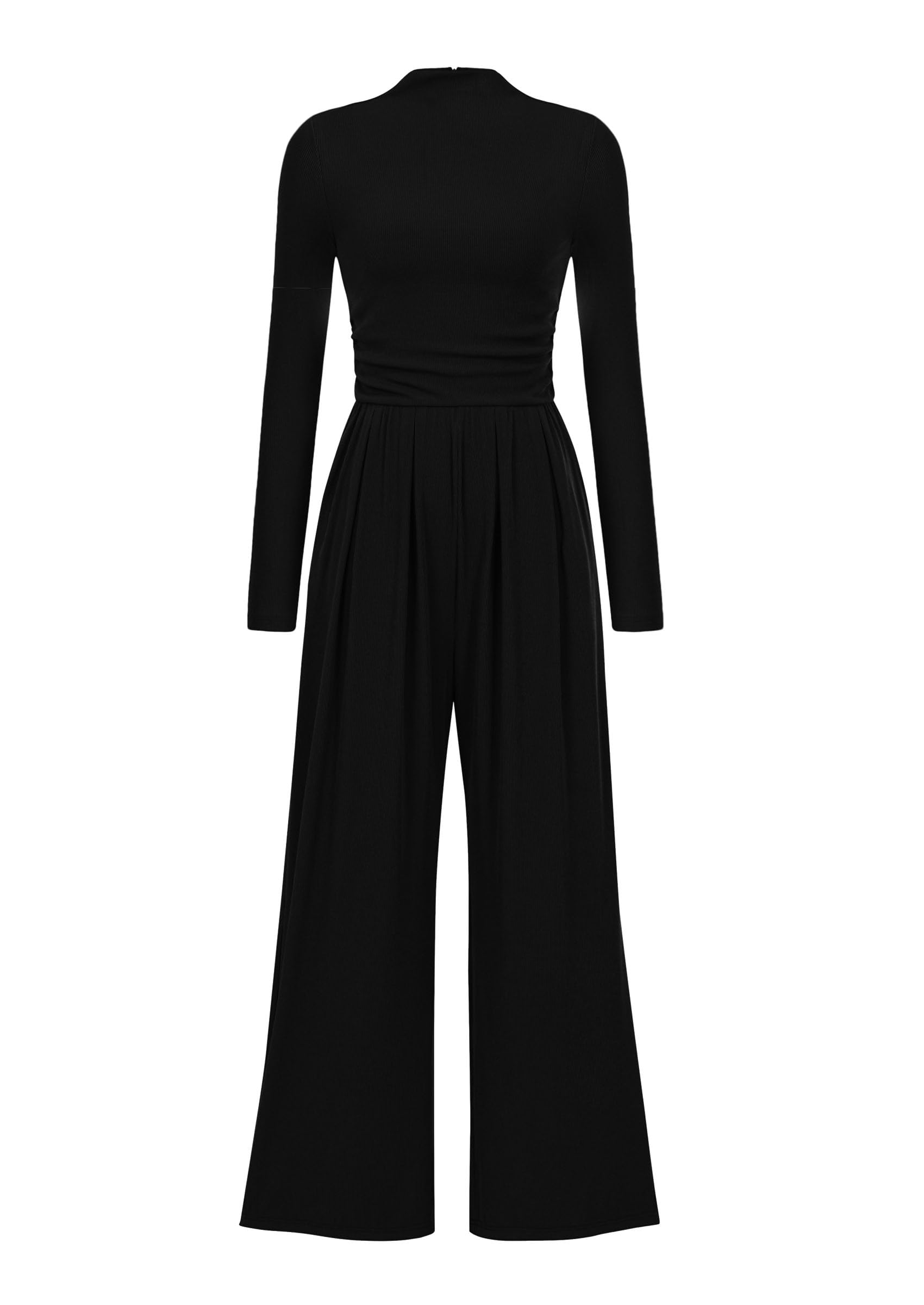 PRETTYGARDEN Jumpsuits For Women Dressy Fall Fashion Clothing 2025 Long Sleeve Mock Neck Date Night Rompers Business Outfits