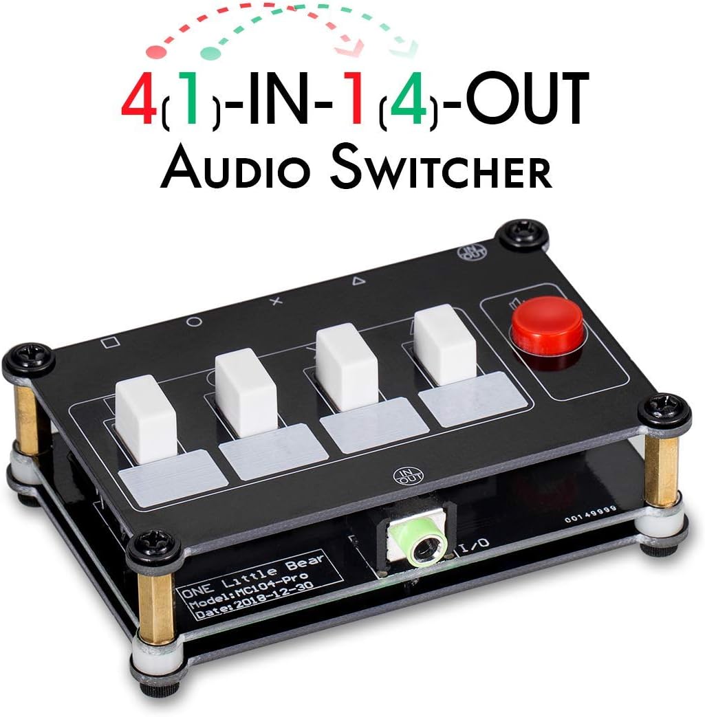 Tendak Bi-directionele 3,5 mm Jack Audio Switch 2 In 1 Uit / 1 In 2 Out Geruisloze Analoge Stereo Audio Selector met Volumeregeling, Geluidsverdeling Splitter Box voor Luidsprekers Hoofdtelefoon PC