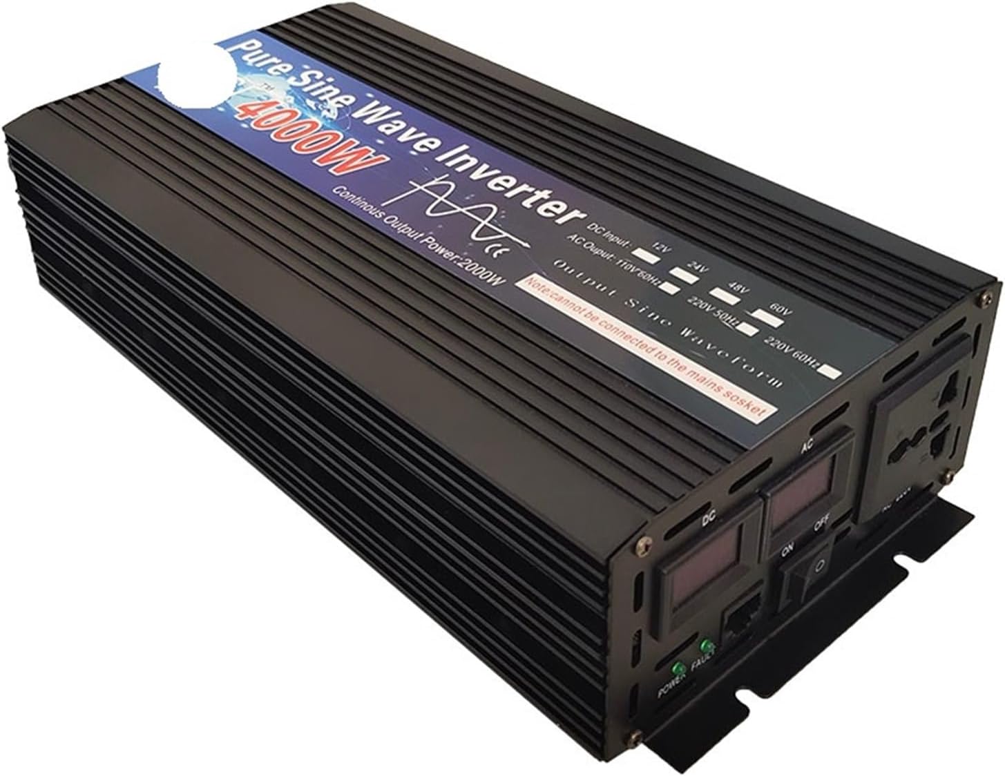 Pure Sine Wave Inverter 3000w 4000w 12V/24V/48V/60V/220V Voltage Transformer Solar Power Inverter DC12V to AC 220V LED(3000w,12V-220V 50HZ-Universal)