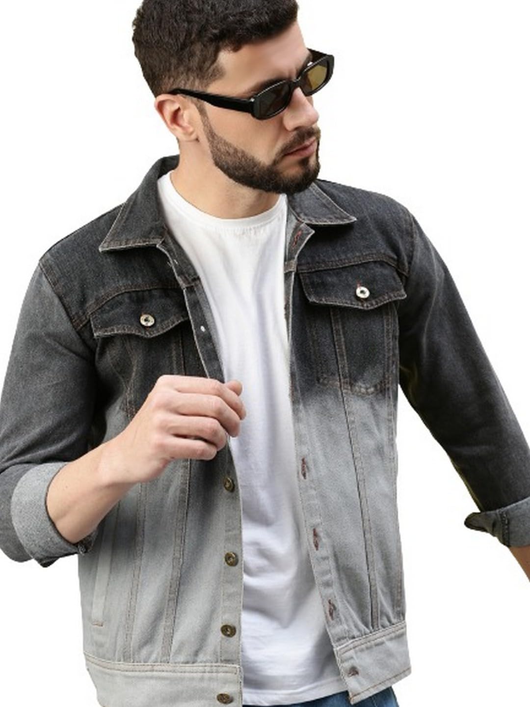 voxati Mens Dual Color Washed Denim Jacket-picture-43