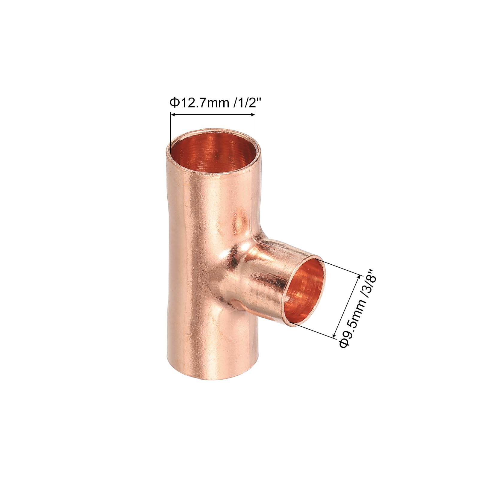 uxcell 25 raccordi a T riduttori in rame da 1/2 "x 3/8" x 1/2" per tubi di pressione ridotti per alimentazione idraulica e refrigerazione