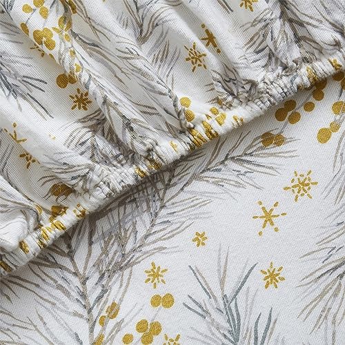 Image of Tahari Home - King Sheets, 4-Piece Cotton Flannel Bedding with Matching Pillowcases, Brushed for Extra Softness, Cozy Home Decor (Pine Gold, King)