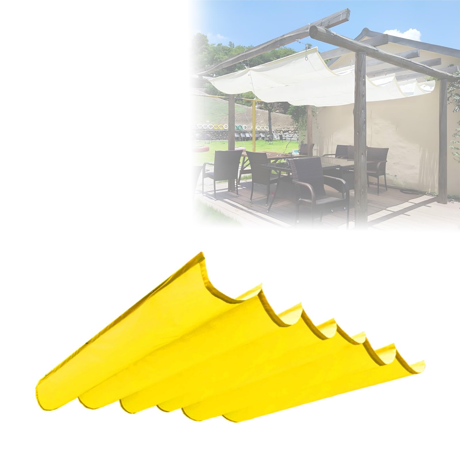 Wysuwany żagiel przeciwsłoneczny odporny na promieniowanie UV z akcesoriami instalacyjnymi, idealny na patio, balkony i do ogrodu (żółty 2 x 5 m)