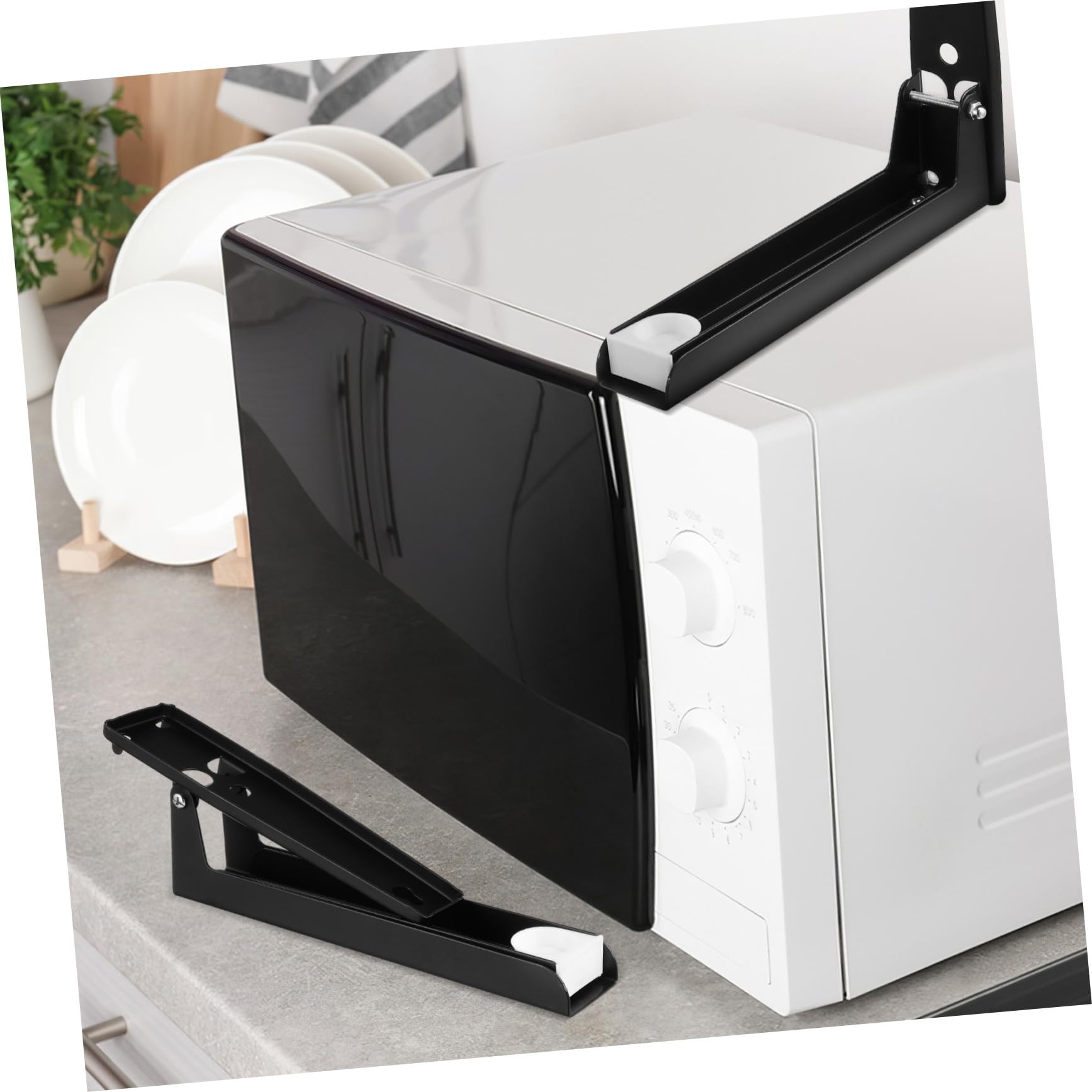 Soporte Ajustable para Microondas de Acero Inoxidable Resistente Estantería de Pared para Cocina Ahorra Espacio Montaje Fácil y Adaptable para Varios de Horno Microondas