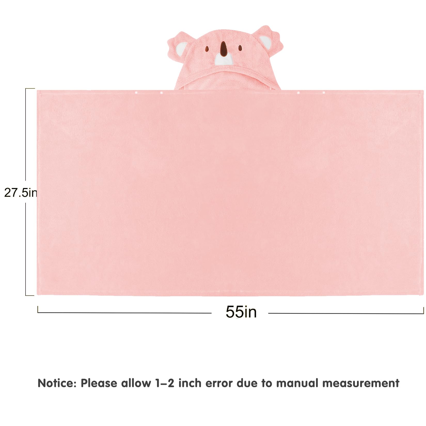 ROMASA Baby-Badehandtuch mit Kapuze, ultraweich und saugfähig, Kleinkinder-Bademantel, Neugeborenen-Decke, Duschgeschenke (rosa Koala)