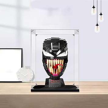 Acrylic Display Case Compatible to Lego #76187 Venom Helmet Building Kit 7.8*7.8*9.4in, Display Cases for Collectibles, Sturdy Protection for Your Collectible,3MM
