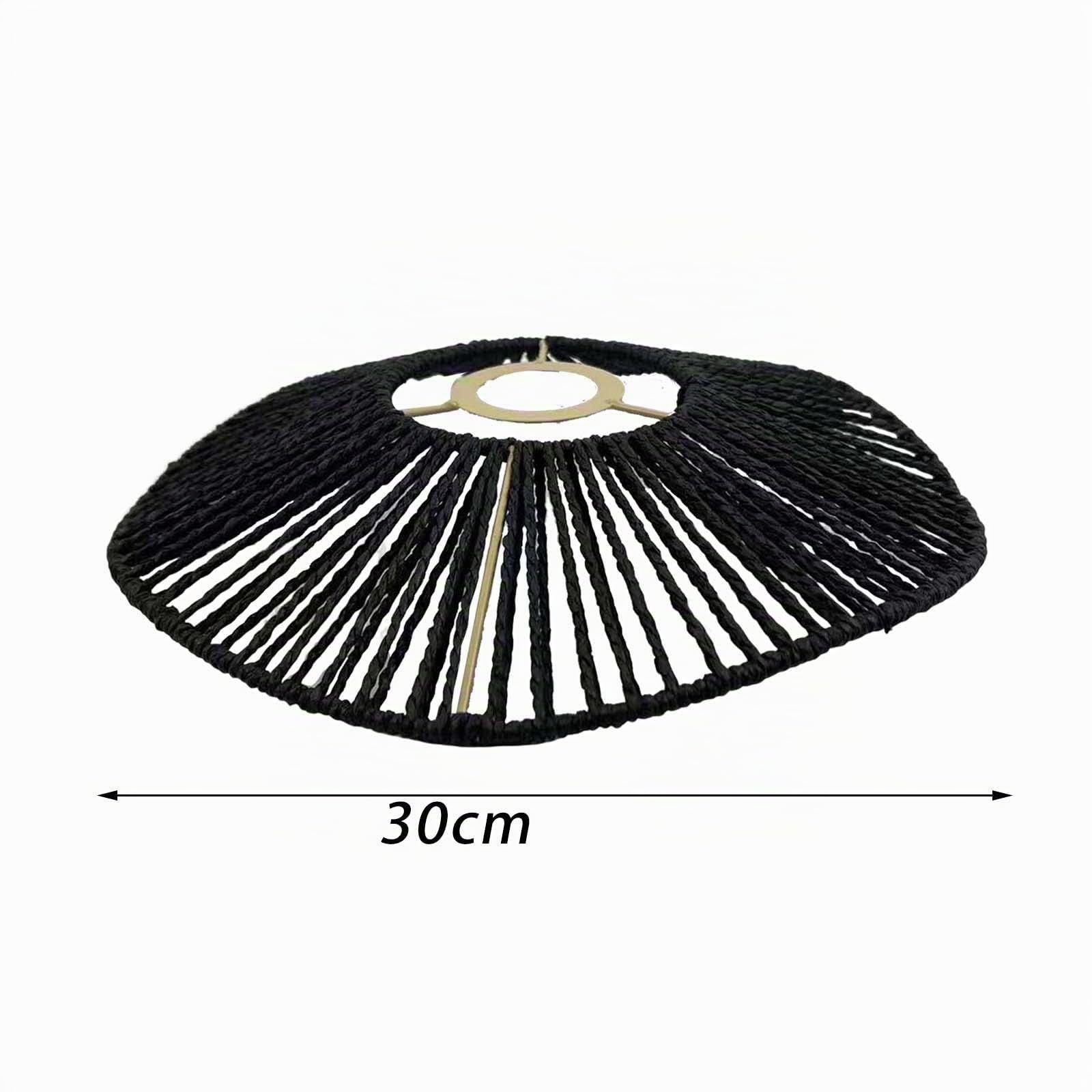 Abat-Jour en Corde tissée Abat-Jour Rustique pour Lampe de Plafond Boho Abat-Jour Suspendu pour Salon, Noir