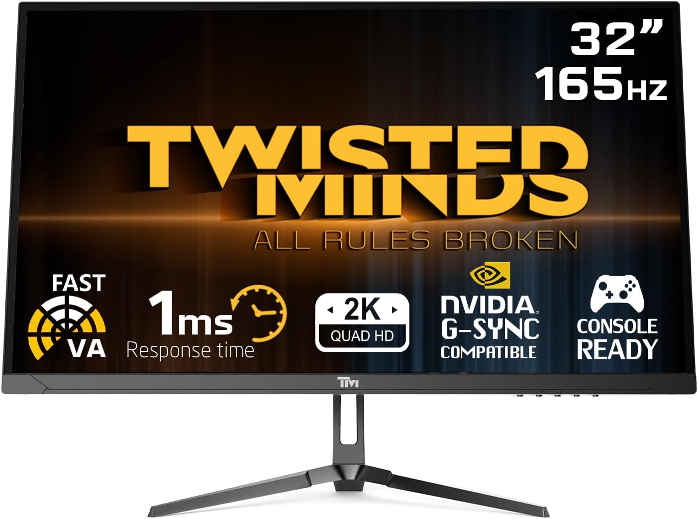 32 Inch Display Fast VA Gaming Monitor - 2560 x 1440 QHD Resolution, 165 Hz Refresh Rate, 16:9 Aspect Ratio, 1ms Response Time - Black (TM32QHD165VA)