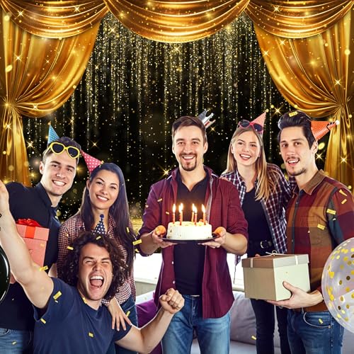 Fondo Fotográfico Negro y Dorado 7x5ft Para Eventos miniatura 4