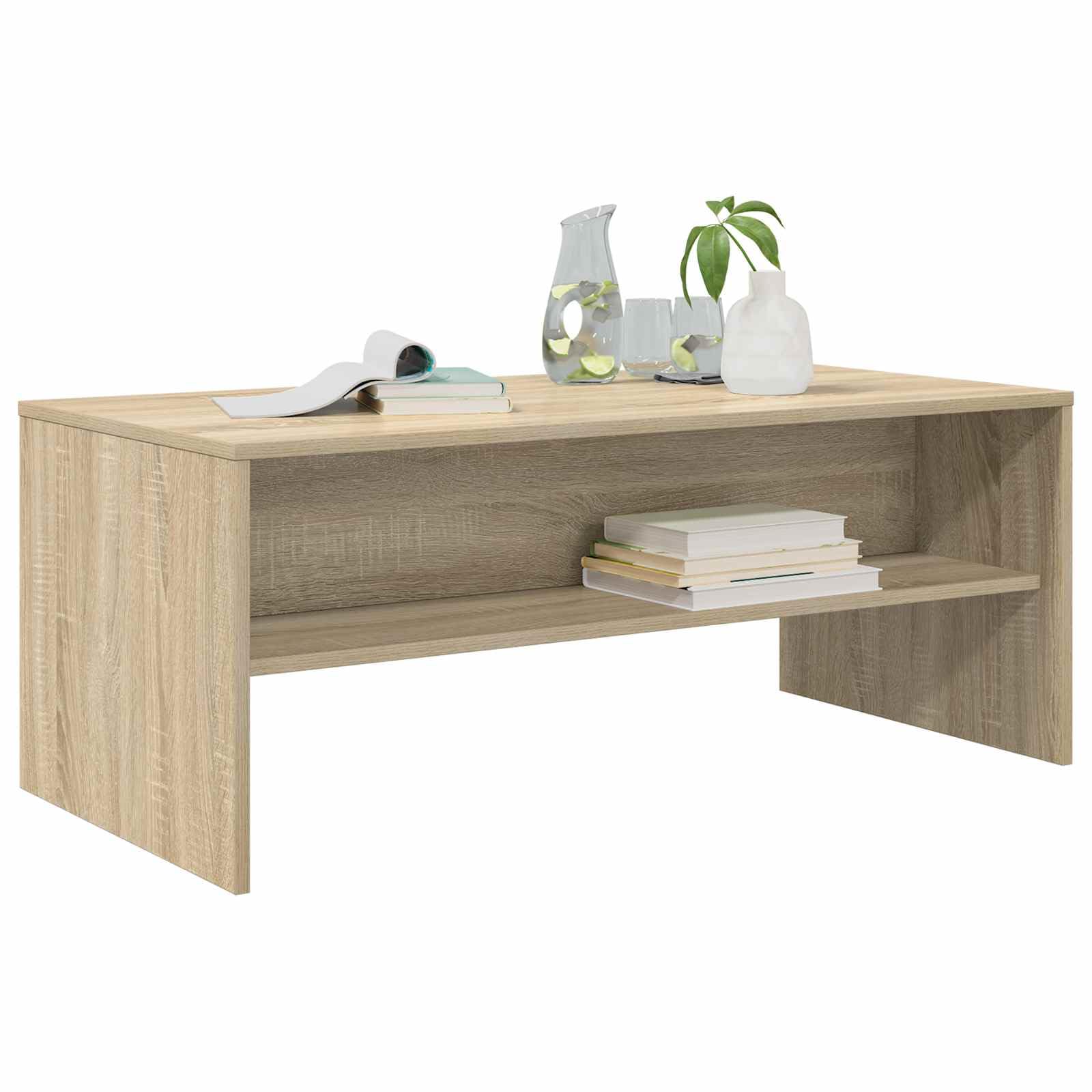 Vidaxl Sonoma Oak Coffee Table 100 X 50 X 40 Cm Engineered Wood, Stylish Living Room Coffee Table, Rectangular Durable Design, Engineered Wood, Multipurpose Home Centerpiece, Decorative Accent