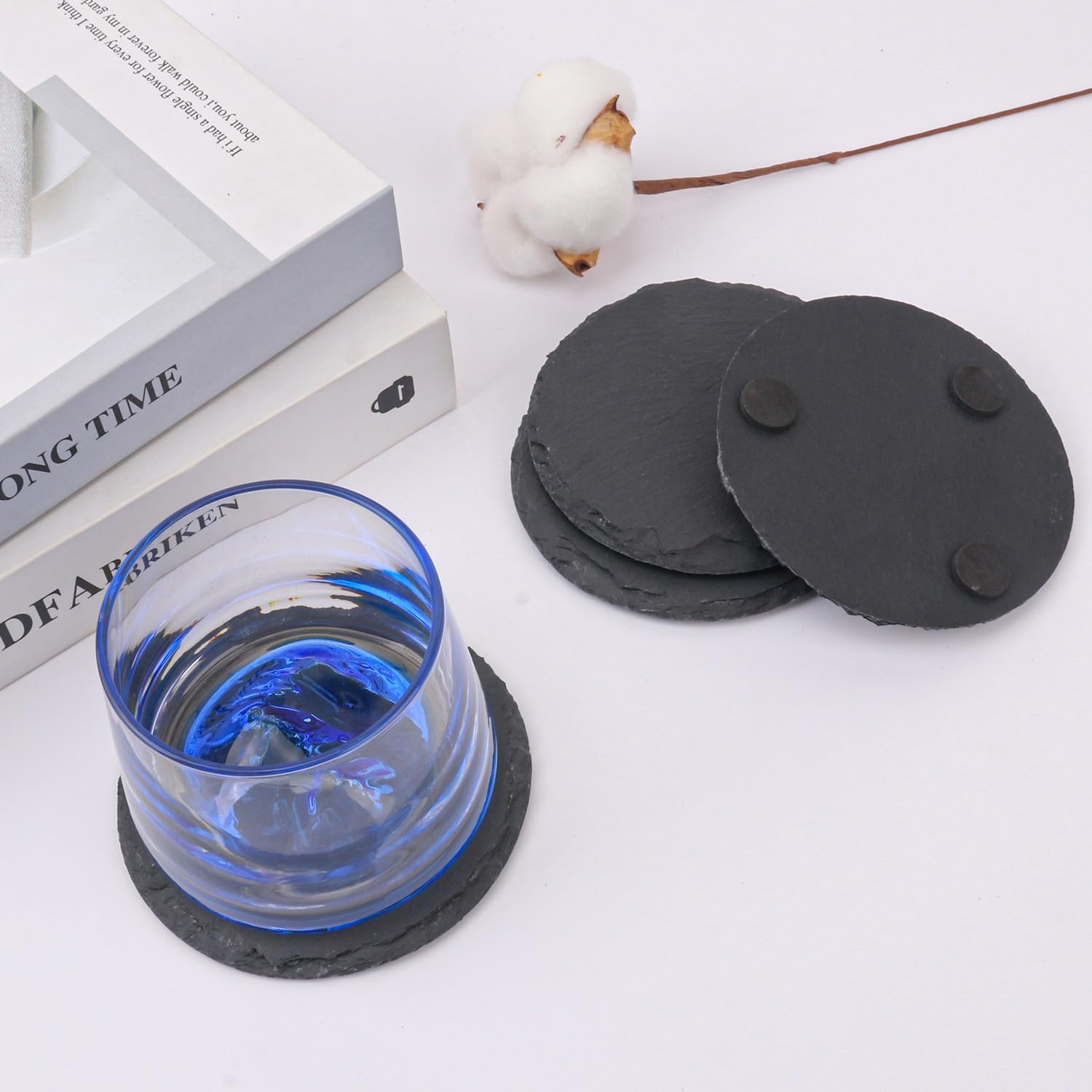 40 Pack 4 Inch Slate Coasters, Black Stone Coasters with Anti-Scratch Bottom, Ideal for Home Decor, Bar, Housewarming Gifts, and Laser Engraving KUKLIPJIM - Image 4