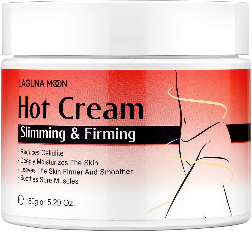 Hot Cream Cellulite, Lagunamoon Natural Anti Cellulite Cream with Chili Pepper & Watermelon Extract, Hemp Seed Oil for Tummy, Arm, Thigh Slimming & Firming, Muscle Relaxing